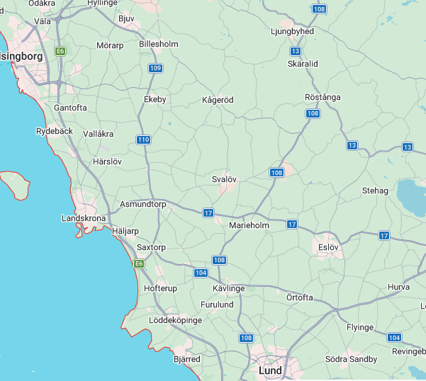 Karta över Skåne