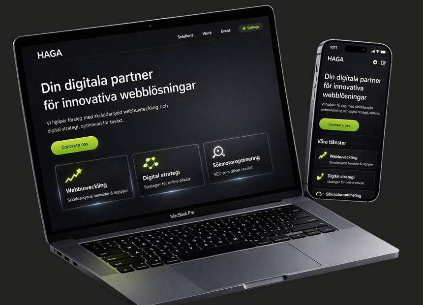Responsiv webbdesign på MacBook och iPhone för företag i Skåne